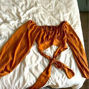 Burnt orange fall crop top silk like